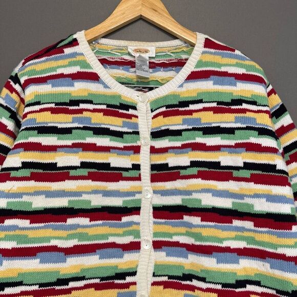 Talbots Women’s Button Up Colorful Sweater Size XL 100% Cotton - Picture 2 of 13
